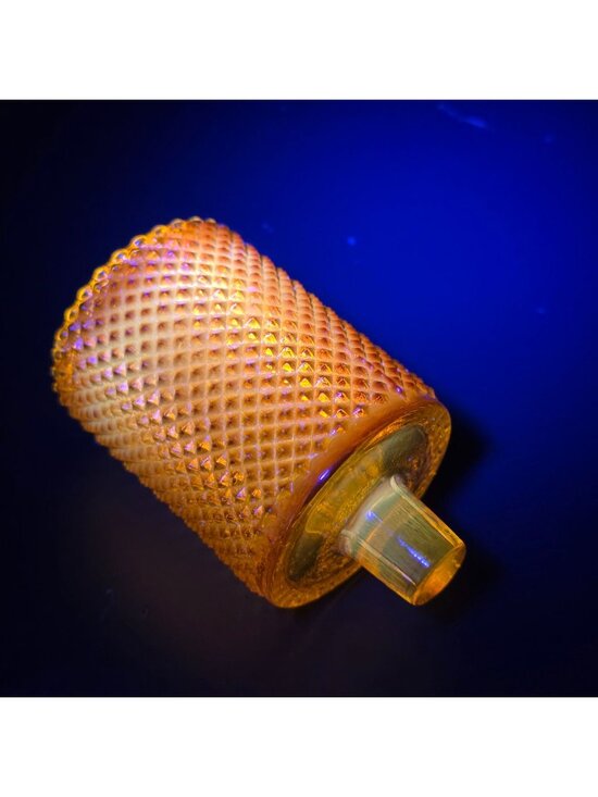 Unranded Other - Vintage Yellow Diamond Point Glass Candle Votive UV Reactive